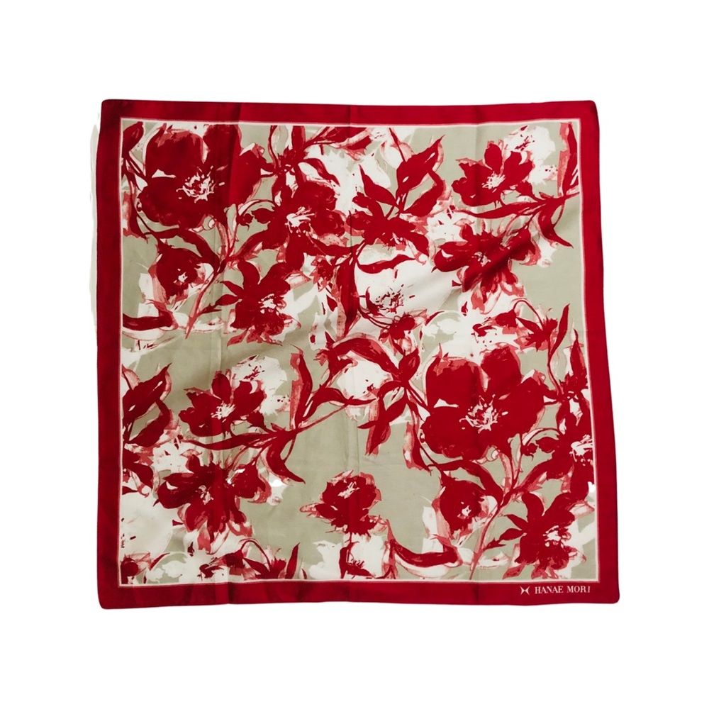 Red Floral Silk Scarf